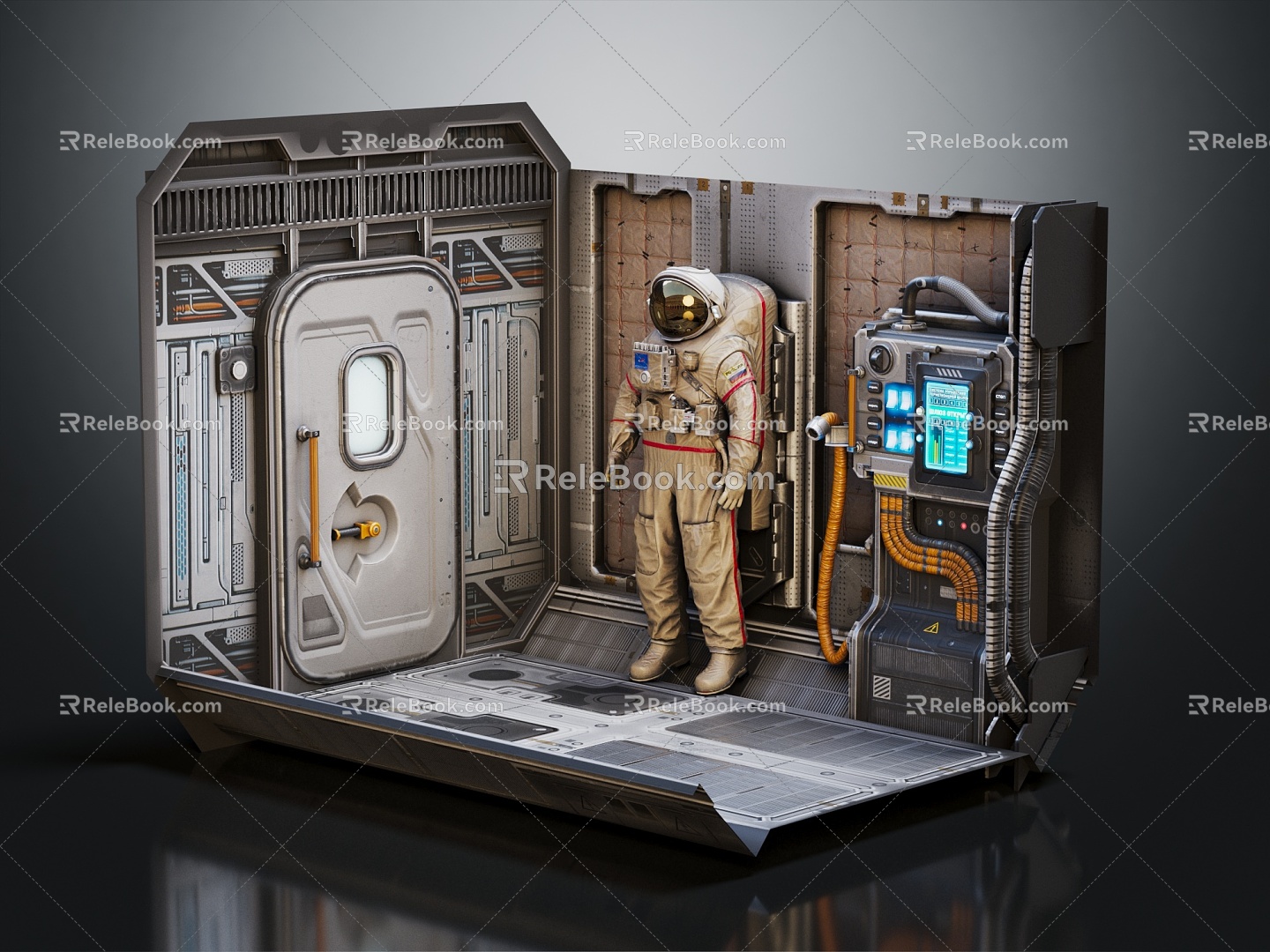 Modern Sci-Fi Equipment Spaceman Astronaut Space Station 3d model