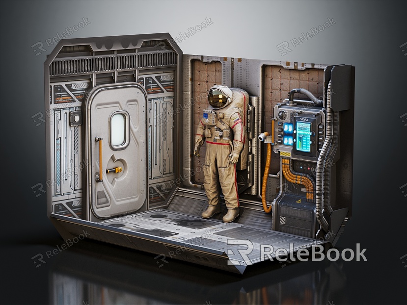 Modern Sci-Fi Equipment Spaceman Astronaut Space Station model