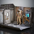 Smart Machine In Space Capsule With Astronaut Control Console And Hatch Door