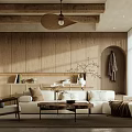 Cozy Rustic Living And Dining Room With Natural Wood Accents And Large Scenic Floor Windows
