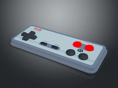 Retro Nintendo Game Controller With Cross Shaped Directional Pad Red And Black Buttons 3d model