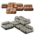 Modern Multi Person Sofa With Brown Gray Leather And Tufted Modular Design 3d model