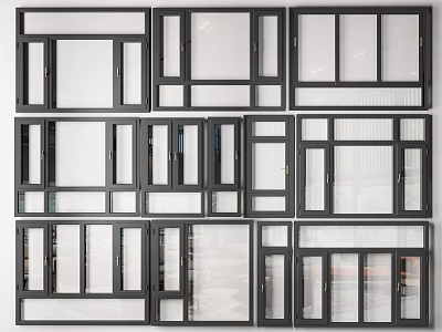 Modern Aluminum Frame Casement Windows With Double Glazed Glass And Various Modern Designs 3d model