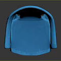 Modern Stylish Blue Plastic Chair With Curved Backrest And Armrests Design