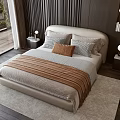Modern Bedroom Interior With Double Bed Nightstands Table Lamps Pillows Blanket And Rug