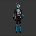 Game and Movie Character in Blue and White Armor with Helmet Belt and Boots