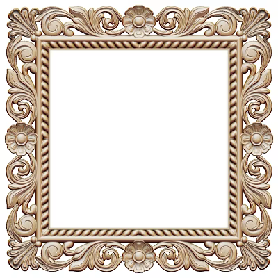 Ornate Vintage Style Photo Frame With Intricate Rope Pattern And Floral Carvings 3d model