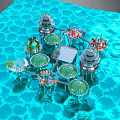 Underwater Building Structure With Circular Domes Tower Structures And Blue Water Surroundings 3d model