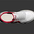 White Casual Sports Shoes With Red Accents And 1987 Logo