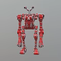 Red Robot Character Featuring Mechanical Structure Multiple Joints And Two Eyes 3d model