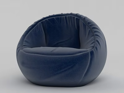 Navy Blue Velvet Single Sofa in Comfortable Bean Bag Style Design 3d model