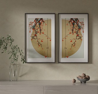 New Chinese Plant Painting Decorative Painting 3d model