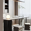 Modern Study Room Interior Design With Desk Chair Bookshelf Pendant Lights And Wall Art