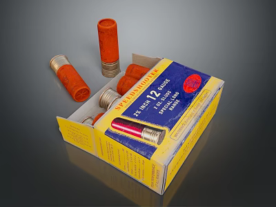 Winchester 12 Gauge Shotgun Shells In Box With Orange Casings And Red Tips 3d model