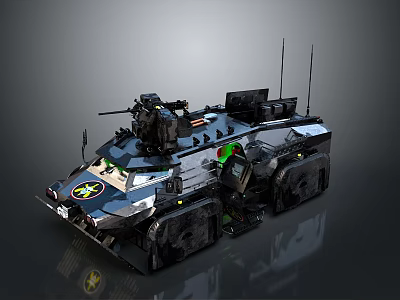 Modern Military Tank with Turret Dual Antennas Camouflage Insignia and Tactical Gear 3d model