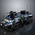 Modern Military Tank with Turret Dual Antennas Camouflage Insignia and Tactical Gear