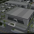 Modern Industrial Factory Building With Sleek White Exterior Large Glass Windows And Landscaped Surroundings
