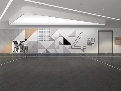 Modern Geometric Pattern Background Wall With Number 4 2020 And Letter M Design 3d model