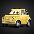 Small Yellow Car With Big Eyes In Cartoon Animated Style And Cute Look