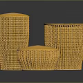 Yellow Wicker Round Stools With Three Sizes And Modern Design