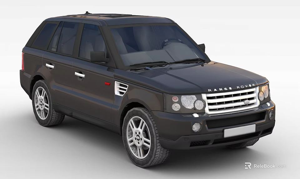 Black Land Rover SUV Featuring Silver Alloy Wheels and Front Grille Design 3d model 