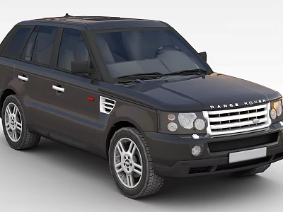 Black Land Rover SUV Featuring Silver Alloy Wheels and Front Grille Design 3d model