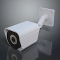 White Security Camera Mounted On Metal Bracket For Outdoor Surveillance Use 3d model