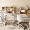 Adjustable Height Children's Desk with Bookshelf and Ergonomic Chair for Kids Study
