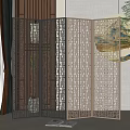 Modern Decorative Room Divider With Intricate Perforated Patterns For Living Room Interior 3d model