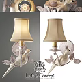 Decorative Wall Lamp With White Bird Leaf Design And Beige Fabric Shade
