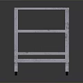 Sturdy Metal Frame Utility Table With Marble Top Lower Shelf And Rolling Wheels