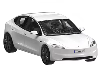 Sleek White Tesla Electric Car With Modern Design And Black Wheels 3d model