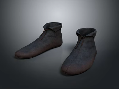 Dark Fabric Ankle Boots With Lace Up Closure And Fold Over Cuff Design 3d model