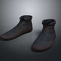 Dark Fabric Ankle Boots With Lace Up Closure And Fold Over Cuff Design