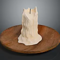 Textured White Candle Holder With Natural Stump Design On Round Wooden Tray