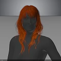 Human Head Organ With Long Curly Orange Hair On 3D Model Figure