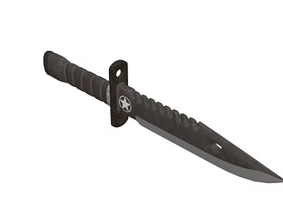 Tactical Military Style Dagger With Black Textured Handle And Metal Blade 3d model