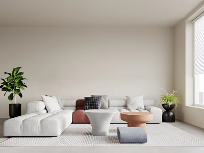 Sofa Combination Living Room Potted Tea Table Carpet Multiplayer Sofa 3d model