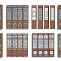 Traditional Chinese Wooden Doors With Intricate Carved Patterns And Glass Panels