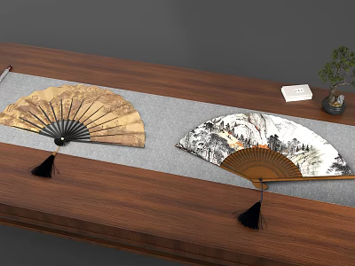 Fan Chinese Fan Landscape Painting 3d model