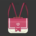Cute Pink And White Small Handbag With Bow Detail And Logo Accent