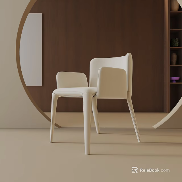 Modern Desk Lamp Design For Interior With Brown Wooden Wall And White Chairs 3d model 