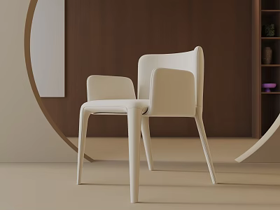 Modern Desk Lamp Design For Interior With Brown Wooden Wall And White Chairs 3d model