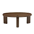 Modern Wooden Coffee Table With Oval Top And Three Solid Wood Legs