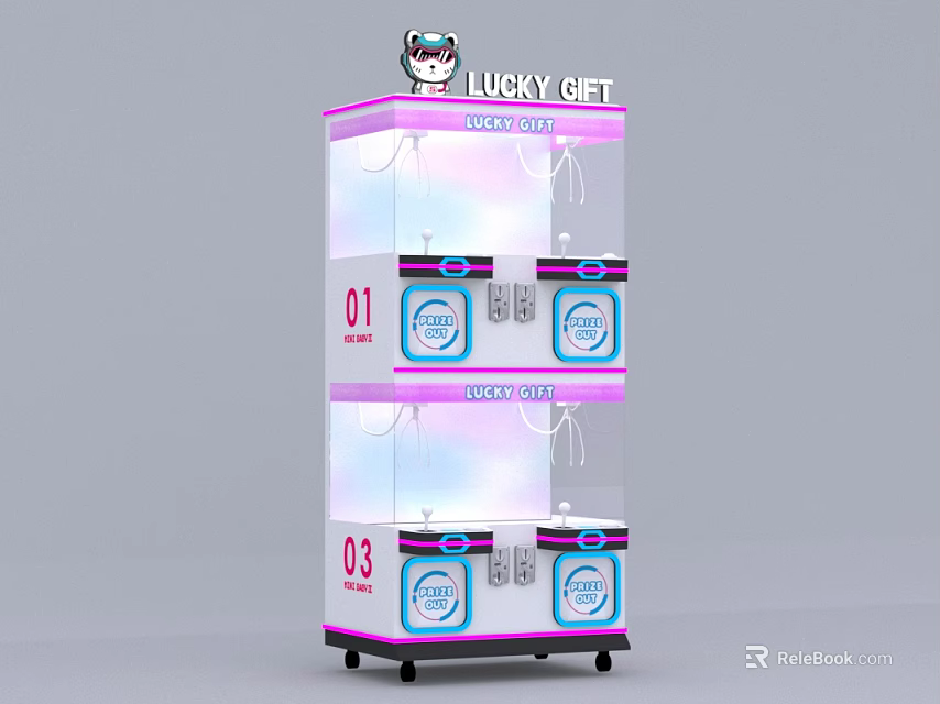 Lucky Gift Claw Machine Amusement Equipment With Multi Layer Transparent Display And Numbered Sections 3d model 