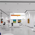 Modern Art Gallery Interior With Colorful Paintings And Sculptures On
