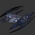 Sci Fi Combat Weapon With Sleek Metallic Design Glowing Pink Core And Sharp Wings 3d model