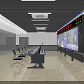 Professional TV Station Control Room Interior With Multiple Monitoring Screens And Control Desks