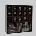 Collectible Dolls Display on Shelf with Books Pencils and Art Supplies