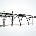 Modern Canopy Designs With Metal Frames Arched Structures And Transparent Roofs 3d model